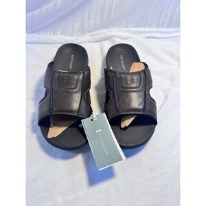 Revitalign Benton Men 12D Brown Leather Slide Sandals Full Contact Comfort